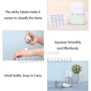 4 In1 Travel Bottle Set With Labels and Storage for Cosmetic Shampoo