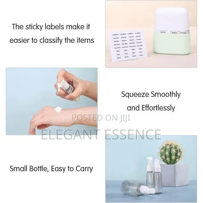 4 In1 Travel Bottle Set With Labels and Storage for Cosmetic Shampoo