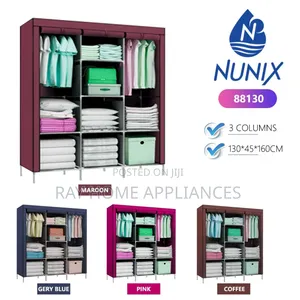 Portable Metallic Wardrobe 3 Column
