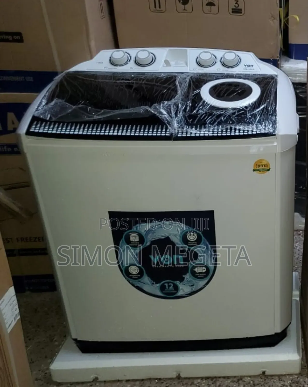 Von Washing Machine 11kgs Twin Tub -White