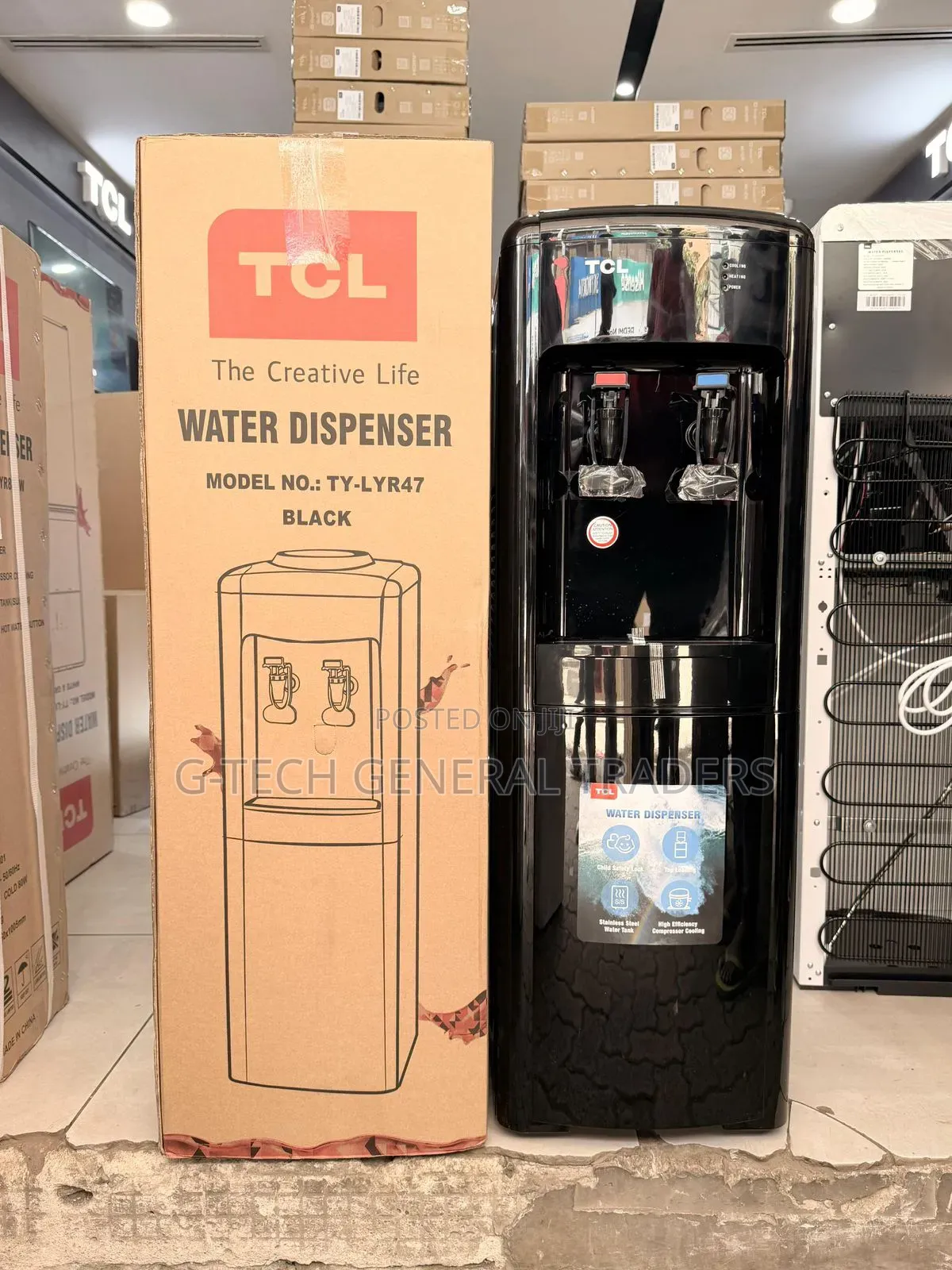 Tcl Hot,Normal And Cold Free Standing Water Dispenser -black