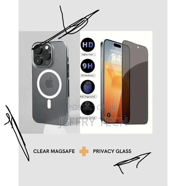 iPhone 14 Pro Max Magsafe Clear Case Privacy Screen Protector Bundle - thumbnail 3