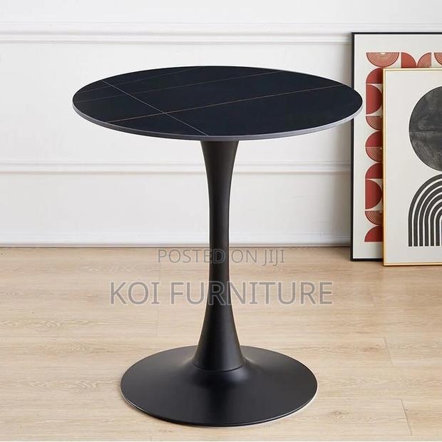Coffee Table; Black Round Eames Marble Dining Coffee Table