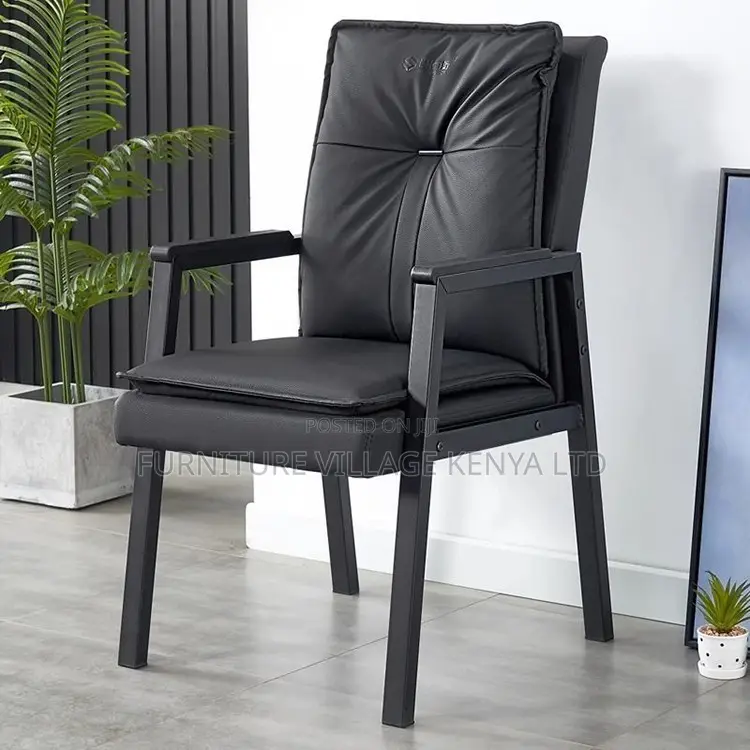 Office Chair; 4-leg Leather Conference Visitor Office Chairs