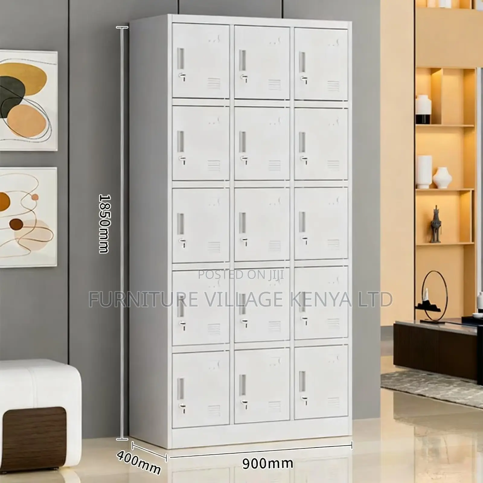 Office Cabinet; 15-locker Metallic Stuff Office Cabinet