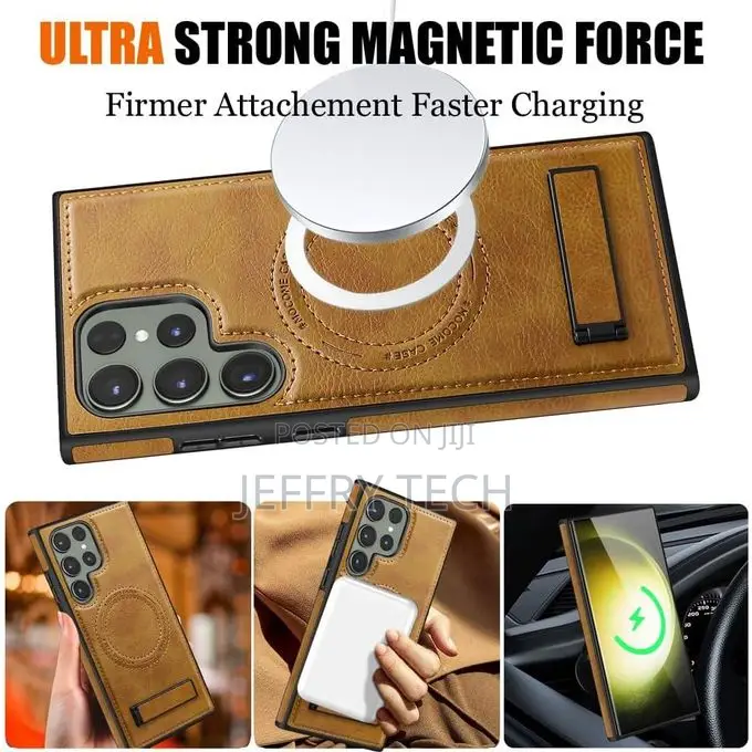 Samsung Galaxy S23 Ultra Pu Leather Magnetic Adsorption Wireless Charg