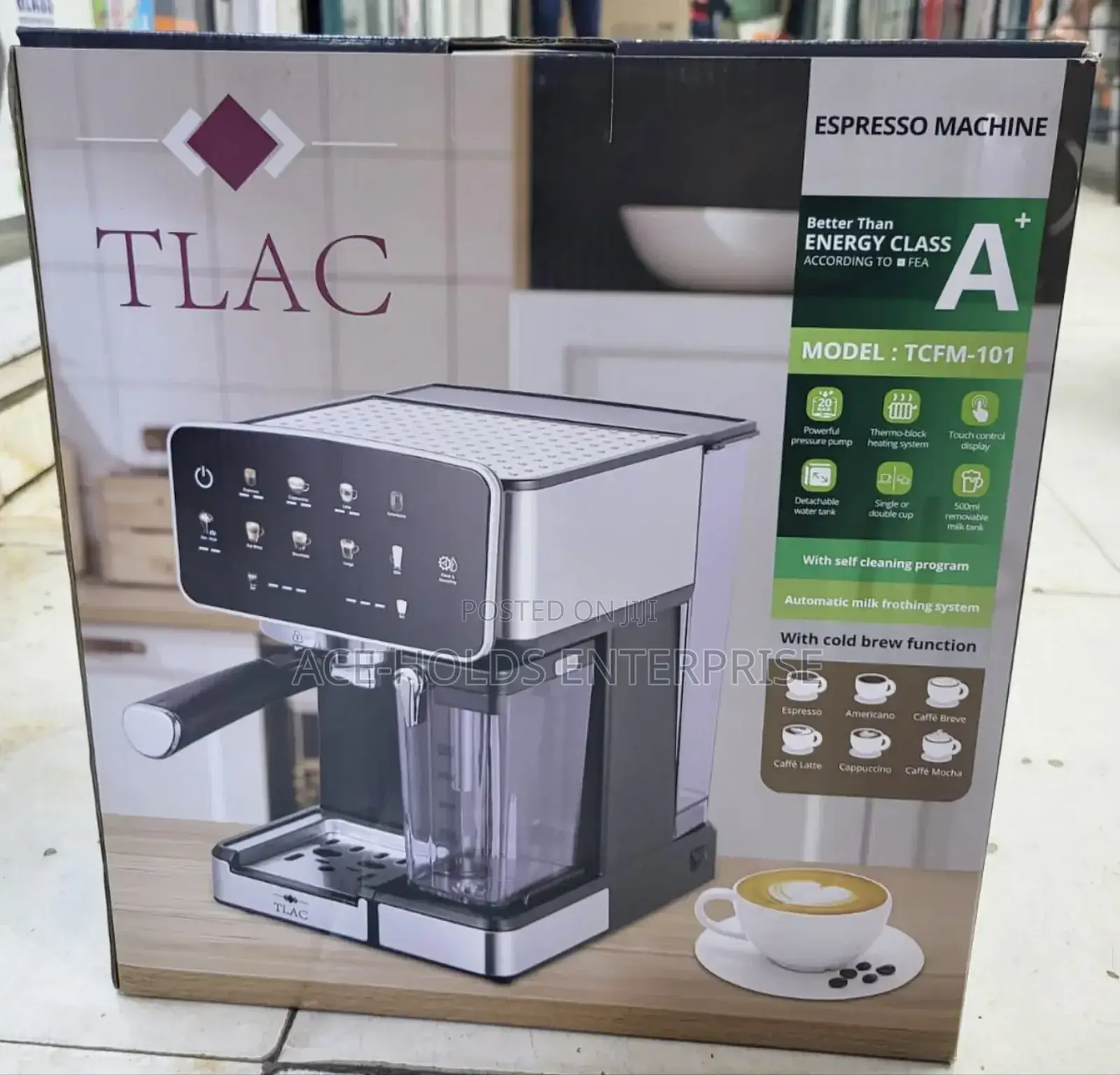 Tlac Espresso Coffee Machine Automatic Milk Frother, Cold Brew 1.8ltrs