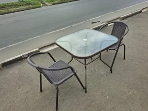 2 Seats Square Outdoor Table and Rattan Chairs