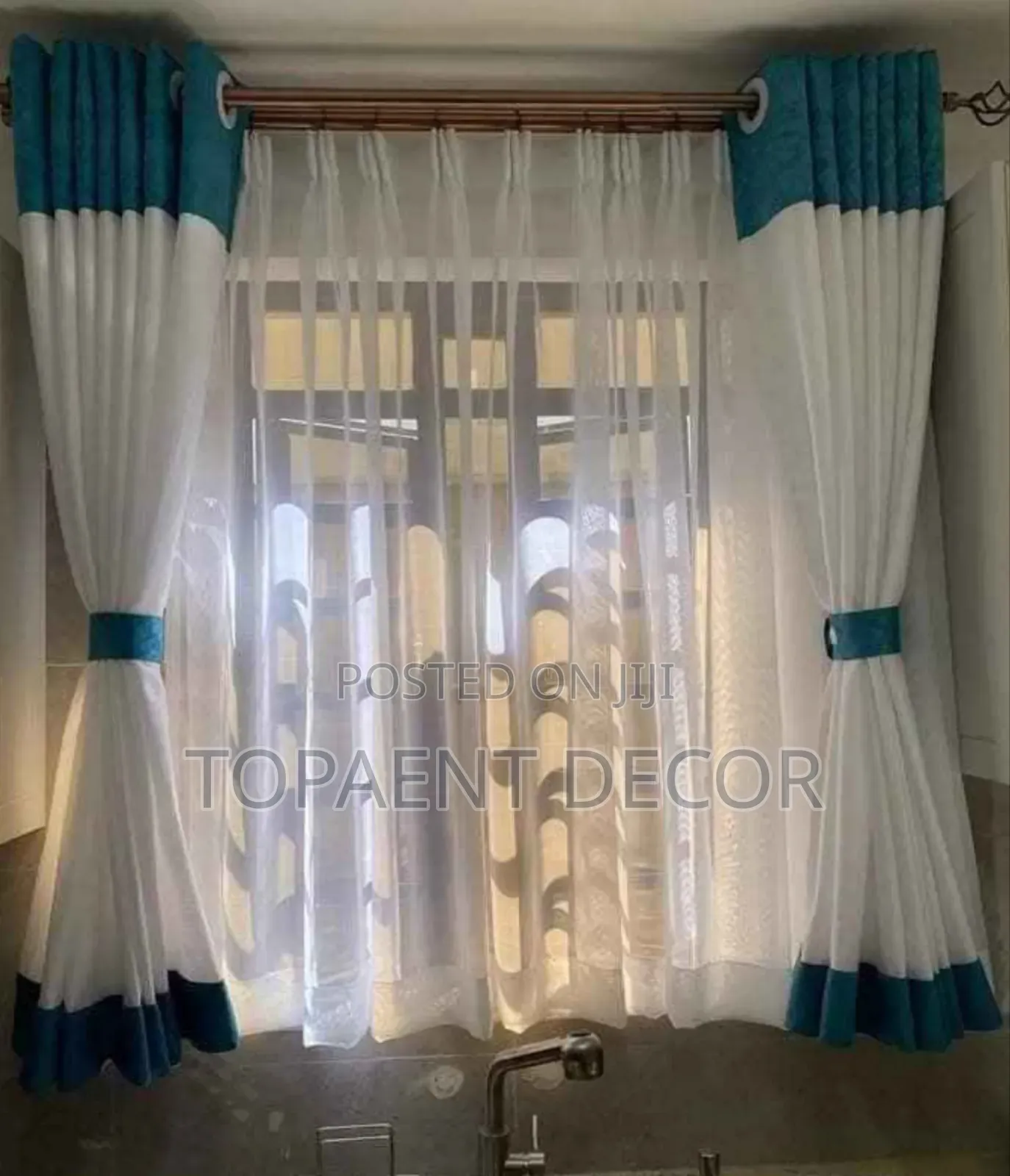 Themed Green And White Curtain And Sheer Kitchen Window Set