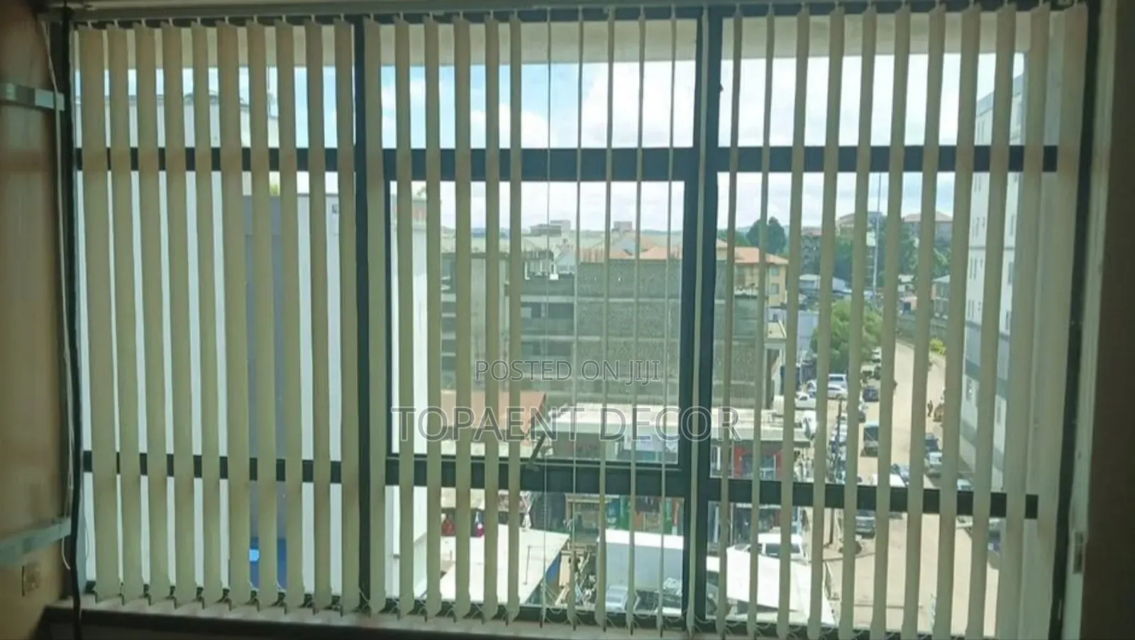 Opened Plain Yellow Sunlight Control Vertical Office Blinds