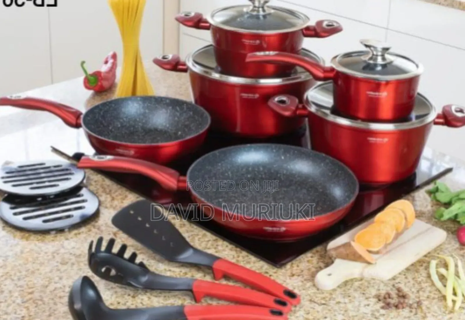 Edenburg 15pc Cookware Set(Red )