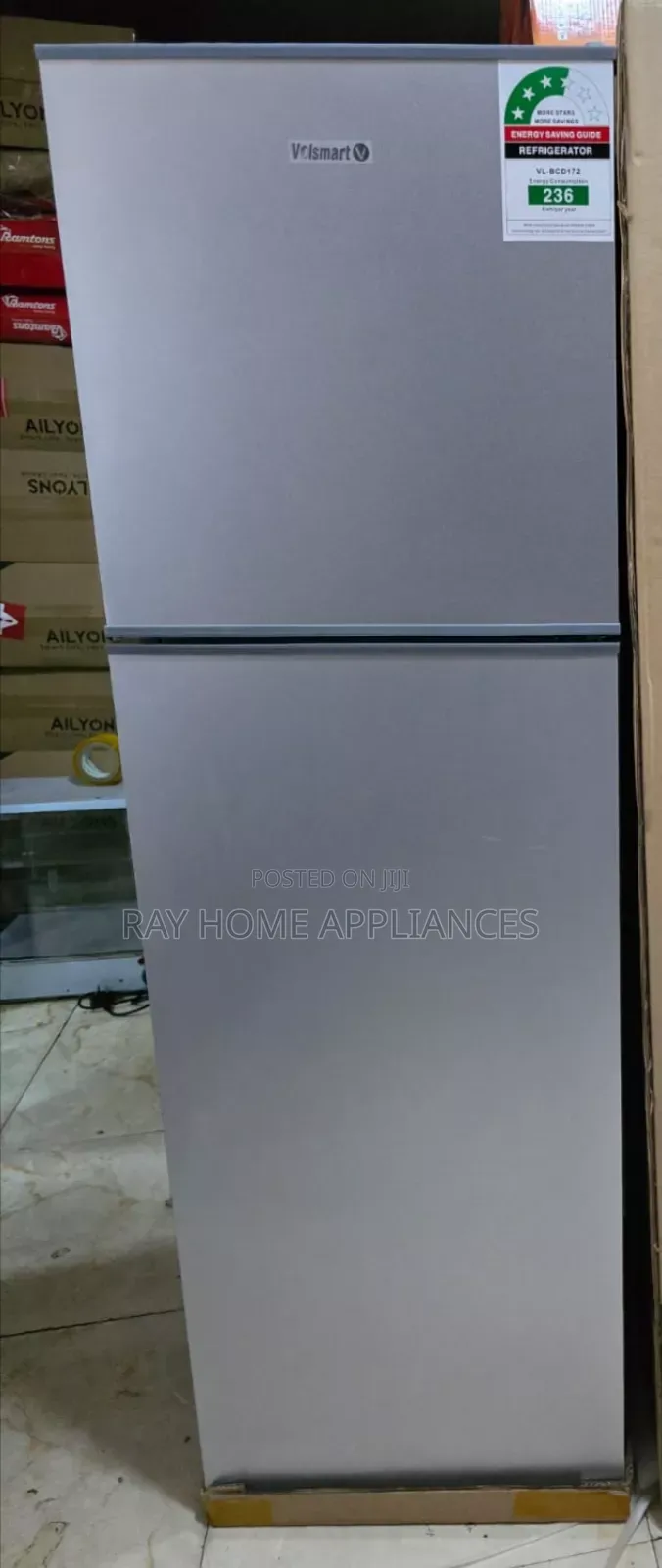 172litres Silver Volsmart Double Door Refrigerator