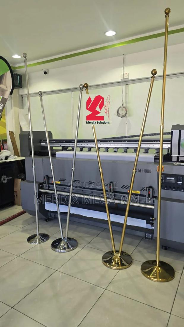 Silver Double Flag Pole, Flag Stands, Flags - main view