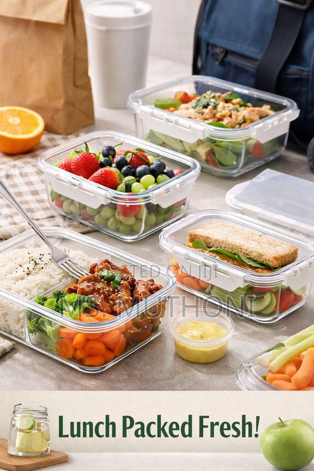 2 PCS Glass Lunch Boxes – 1100ml 650ml - main view