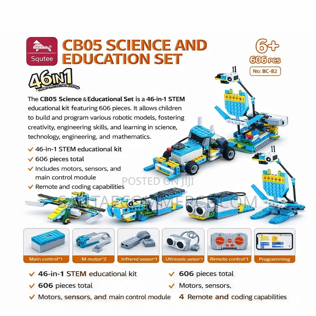 Squtee Cb05 Stem Education Set – 46-in-1 Robotic Kit for Kids