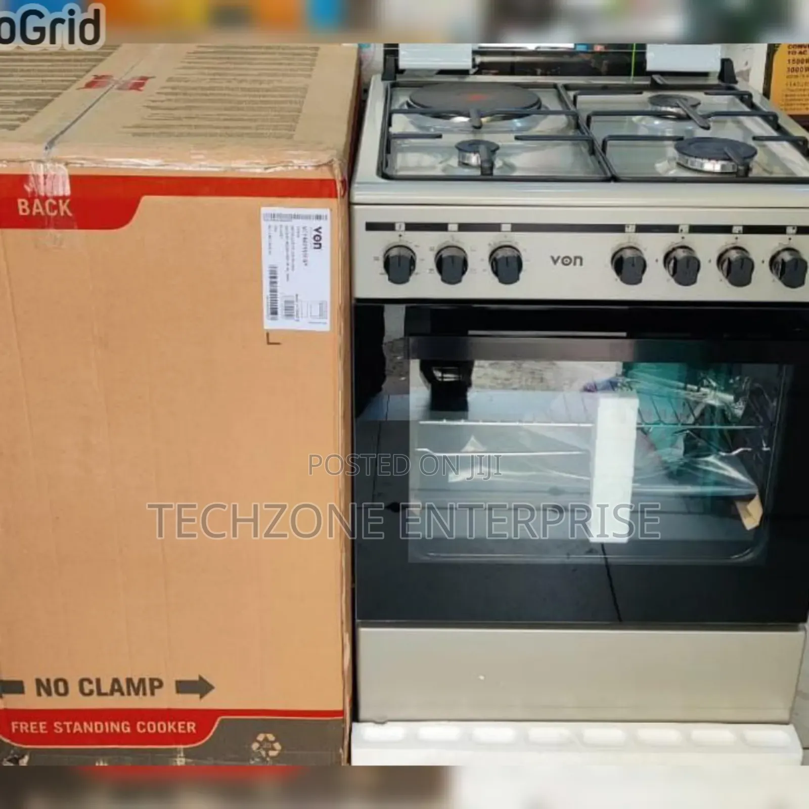 Von 60*60cm 3+1 Silver Standing Cooker With Turbo Fan Rapid Hotplate,