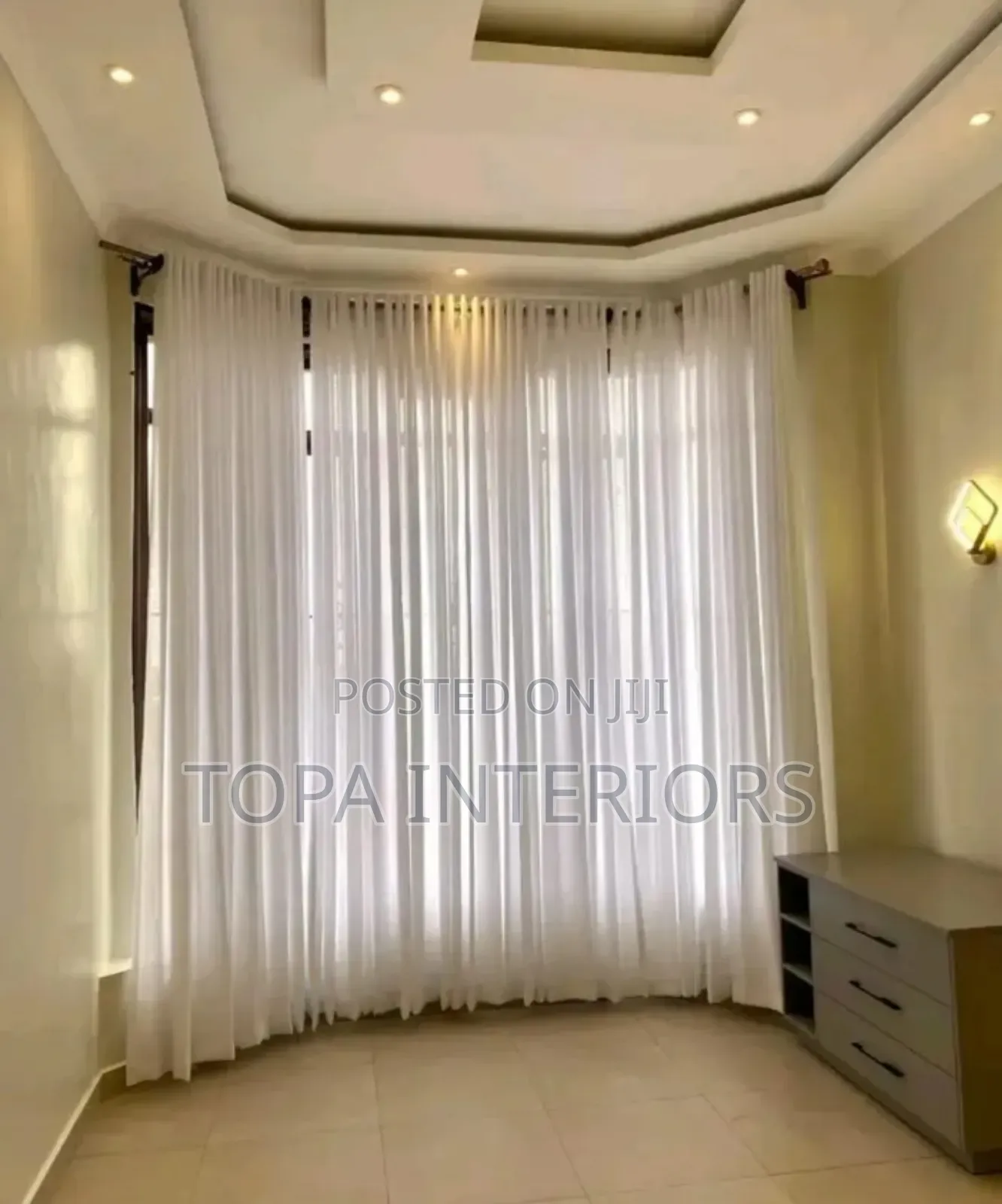 Big Bay Window White Sheer Curtains for Living Room Window Covering