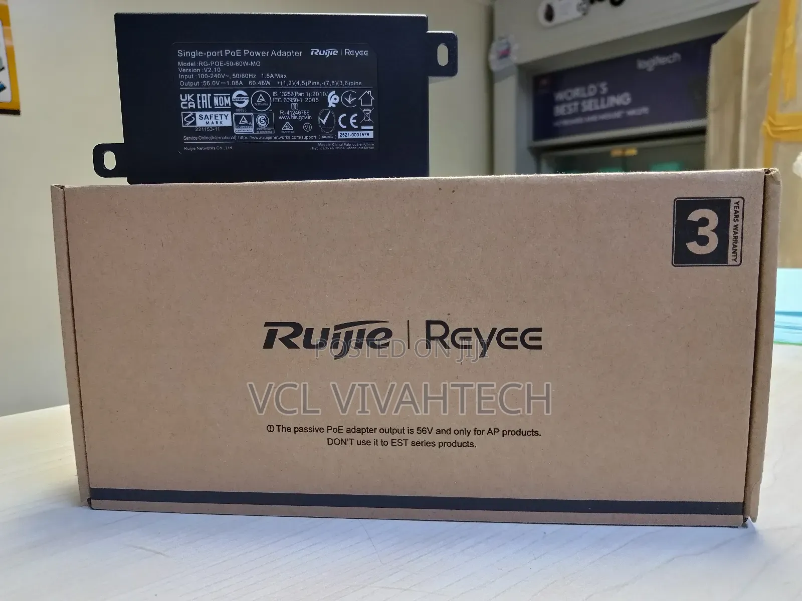 Ruijie Reyee Rg-Poe-50-60w-Mg 1-Port Poe Adapter |