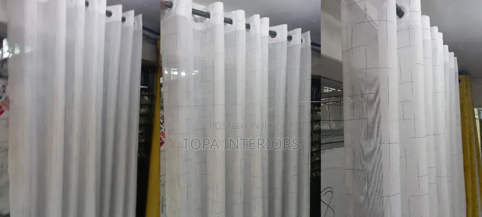 Washable Striped White Sheer Curtains for Hotels and Home Windows