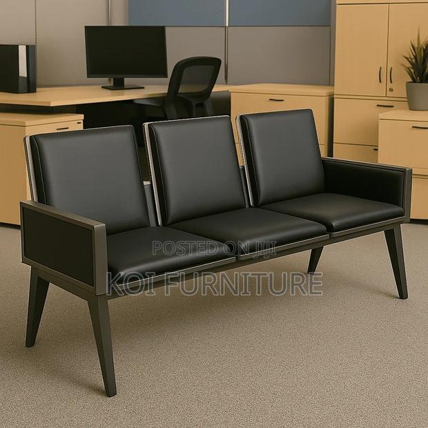 Office Bench; Three Seaters Reception Area Bench With Armrest