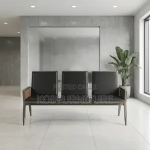Office Bench; Three Seaters Reception Area Bench With Armrest