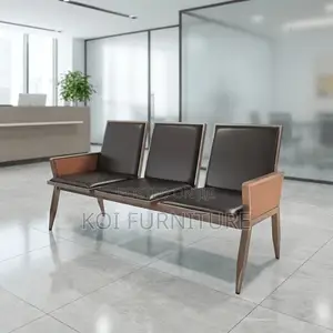 Office Bench; Three Seaters Reception Area Bench With Armrest