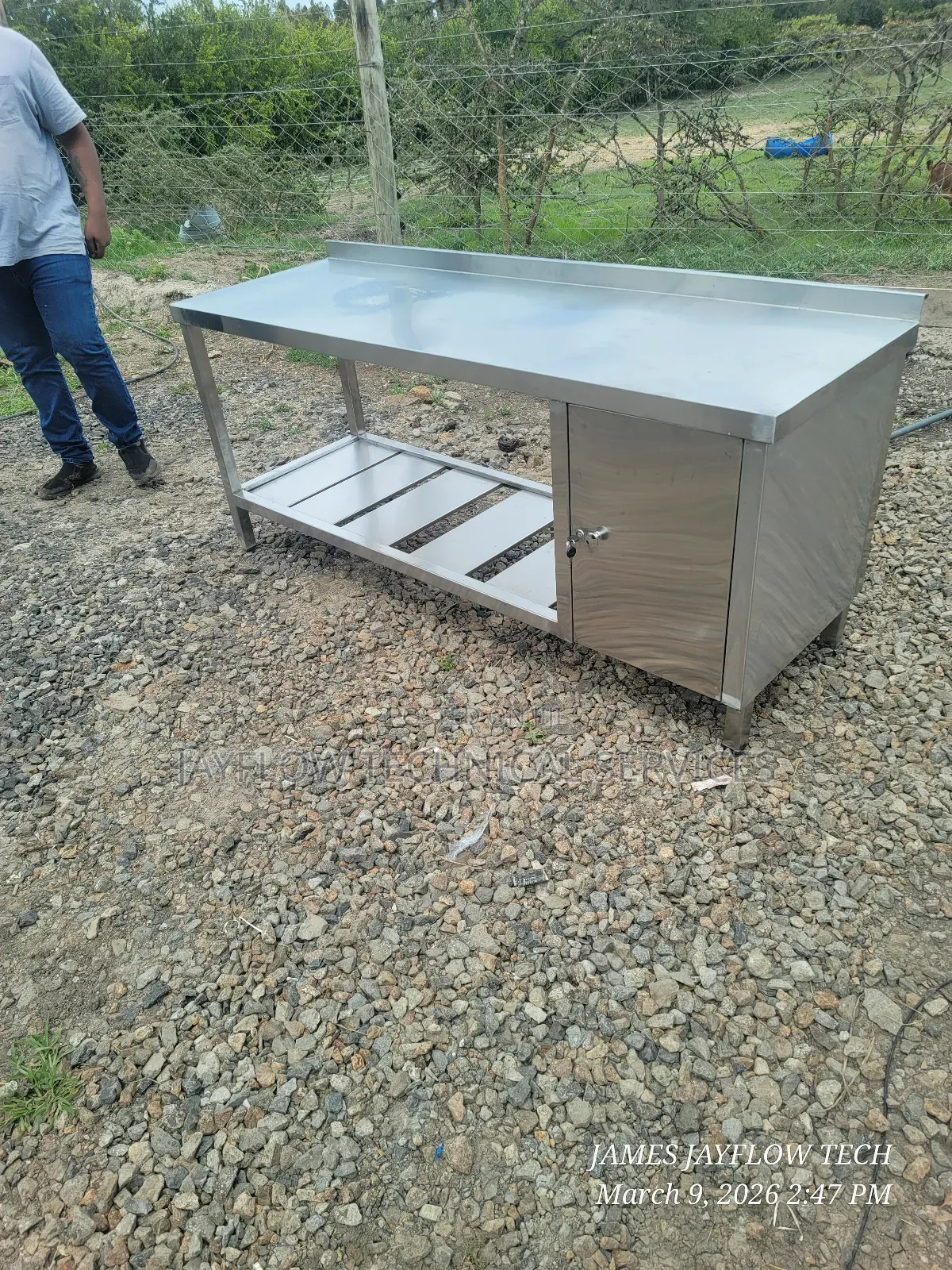 Working Table With Lockable Shelf