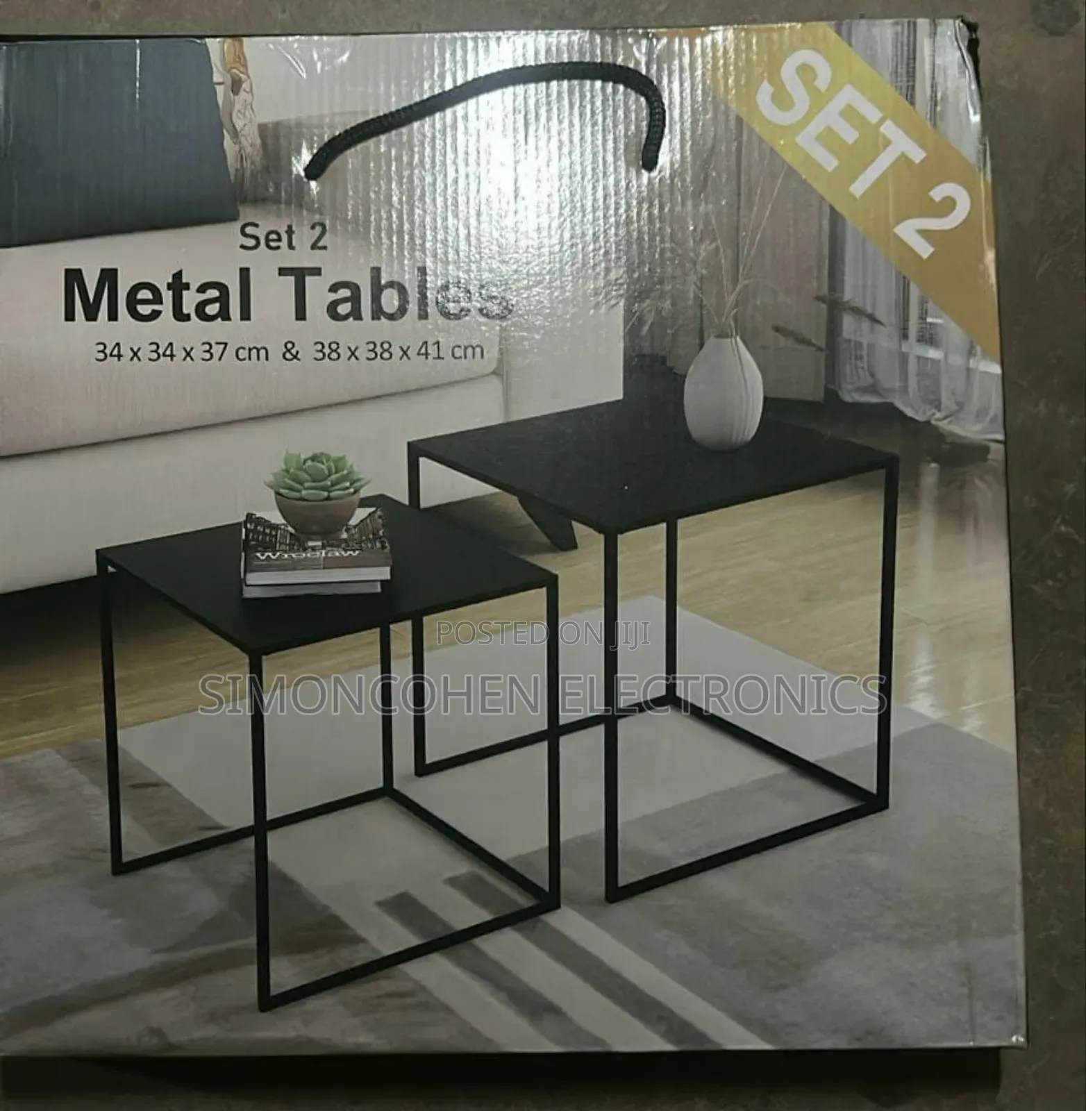 2 In 1  Nordic Metallic Side Table/Bedside/Desk Side