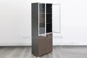 2-door Wooden Glass Front Filling Cabinet