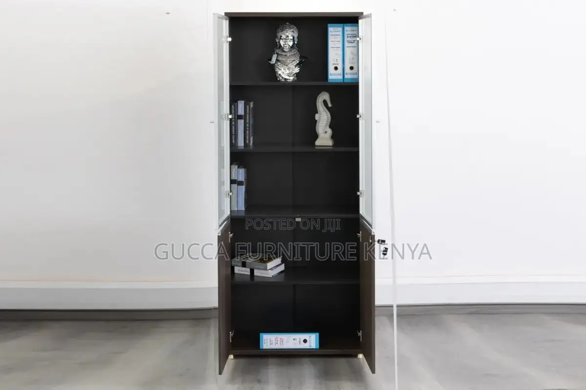 2-door Wooden Glass Front Filling Cabinet