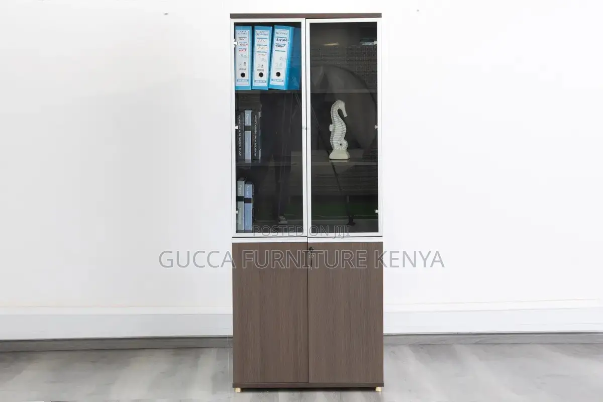 2-door Wooden Glass Front Filling Cabinet