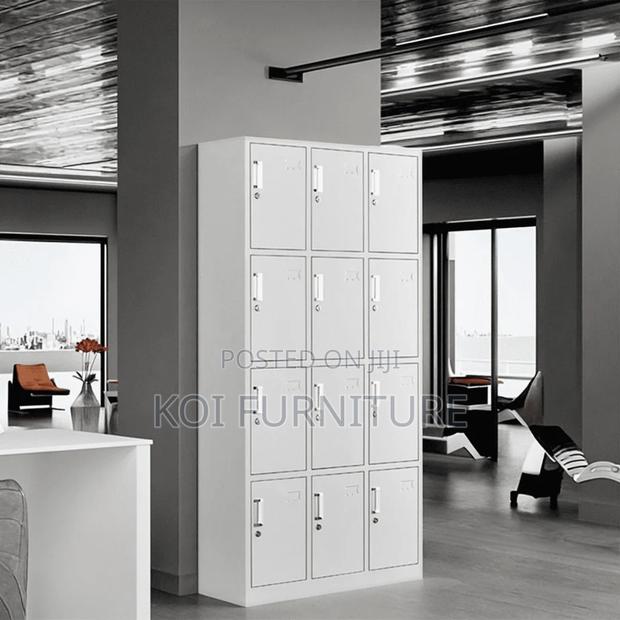 Office Cabinet; 12 Lockers Grey Steel Filing Offices Store Cabinet