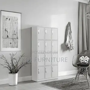 Office Cabinet; 12 Lockers Grey Steel Filing Offices Store Cabinet