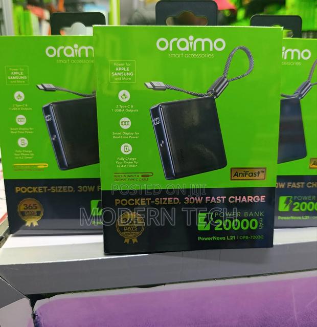 Oraimo Powernova L21 20000mah 30w Power Bank - thumbnail 2