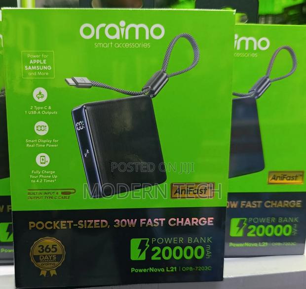 Oraimo Powernova L21 20000mah Fast Charging Power Bank - thumbnail 2