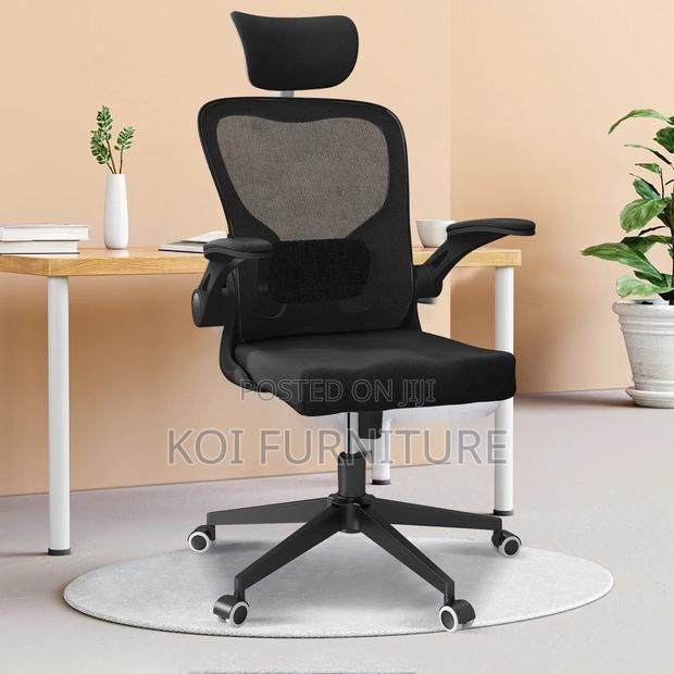Office Chairs; Ergonomic High Back Chair With Flip Armrest - thumbnail 5