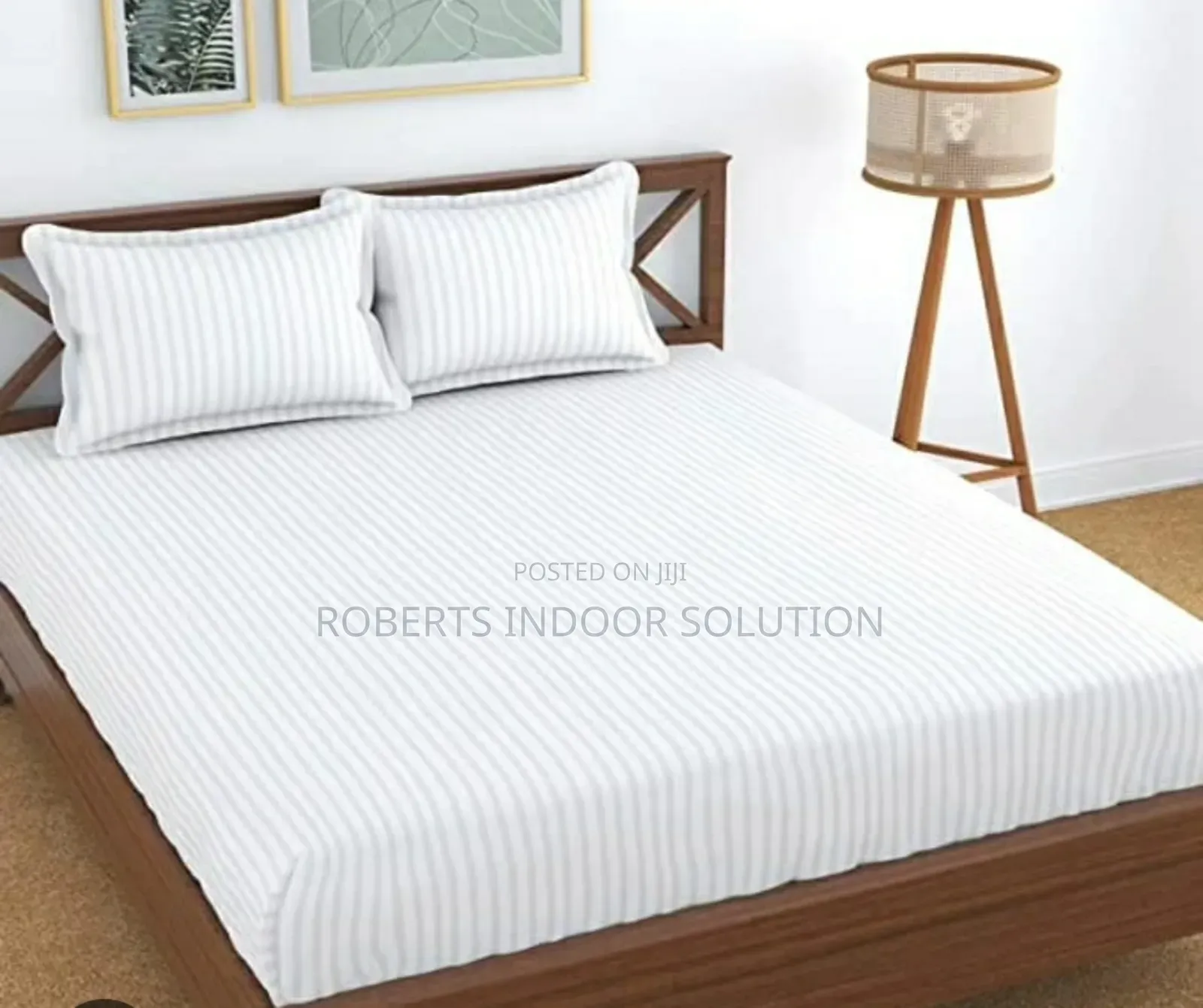 Soft Cotton White Striped Bedding Set