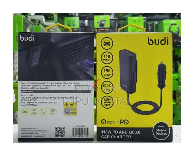 Budi Cc069b *118w Pd and Qc3.0 Car Charger