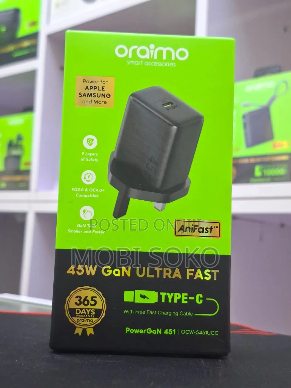 Oraimo Powergan 451 45w Gan Ultra Fast Wall Charger