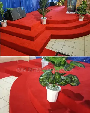 Church Carpets With Decor Plants in Bright Interiors