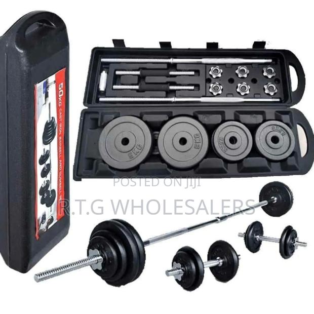 York 50 Kg Dumbbell Set With Barbell – Strength Training Kit