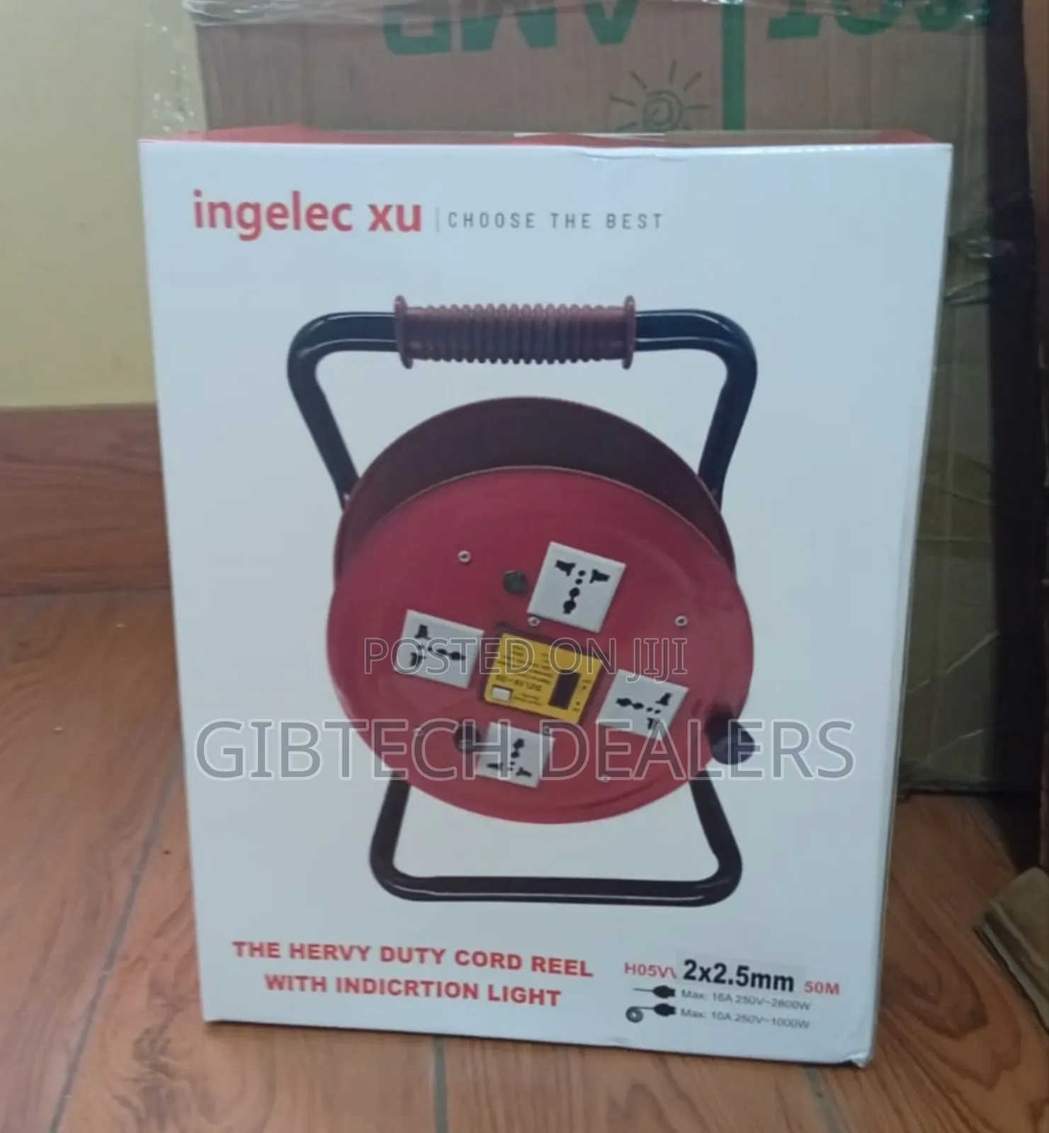 Ingelex Xu 50m 2.5mm Power Cable Extension Reel With 4 Sockets