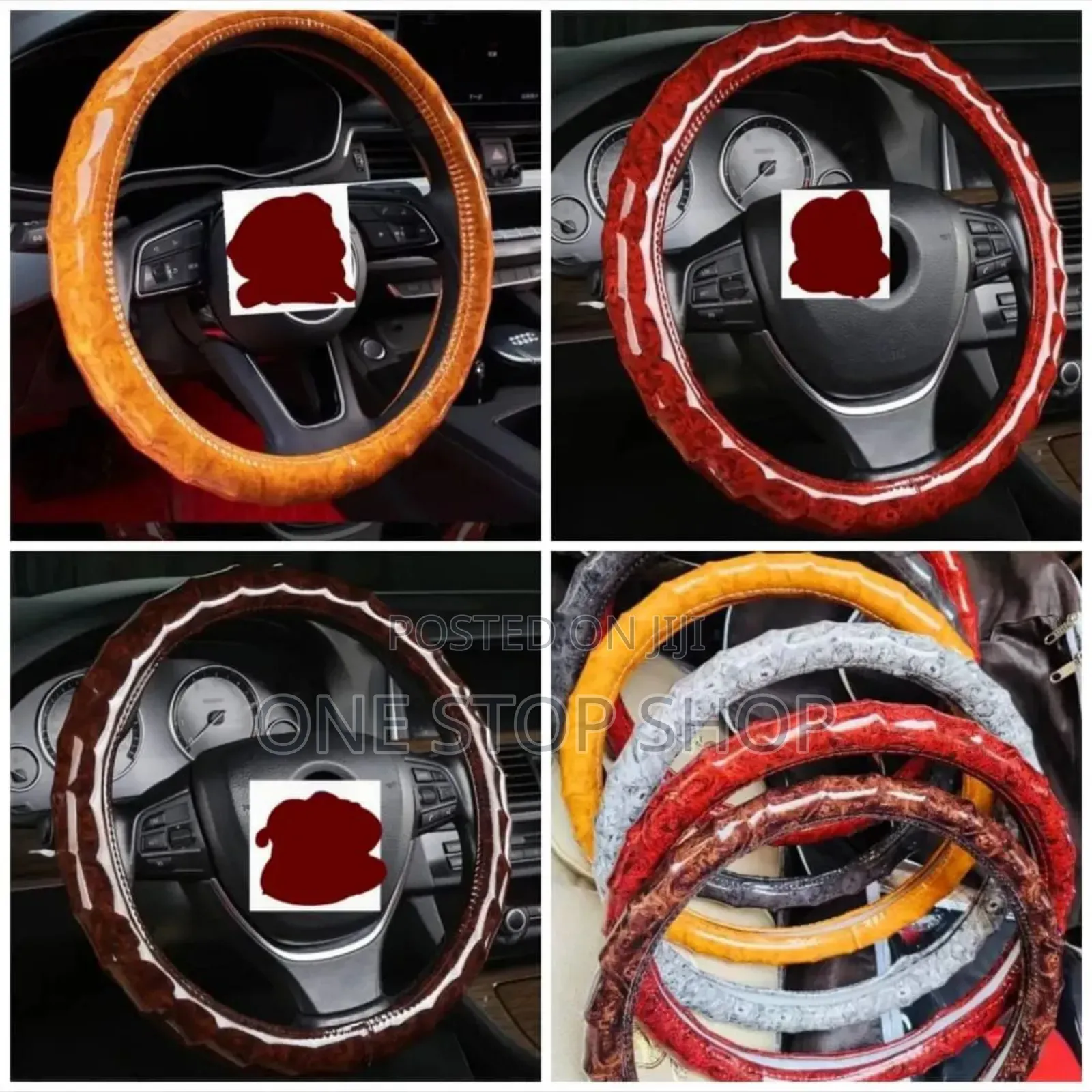 Gossy Wooden Material Colored Steering Wheel Cover