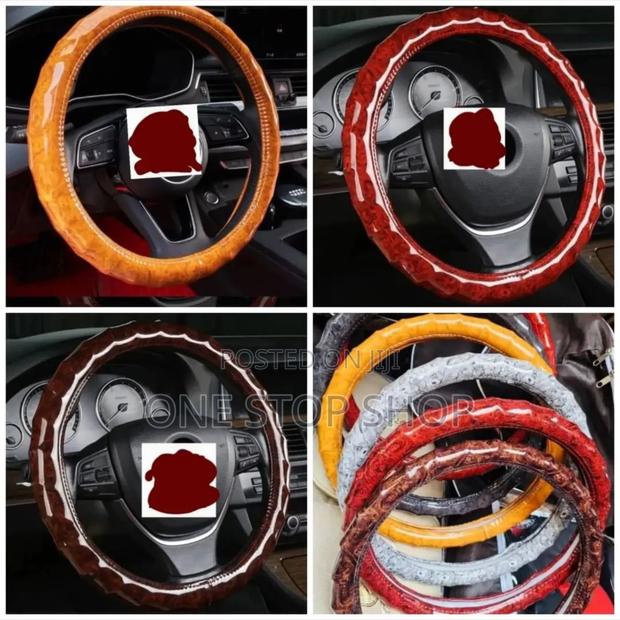 Gossy Wooden Material Colored Steering Wheel Cover