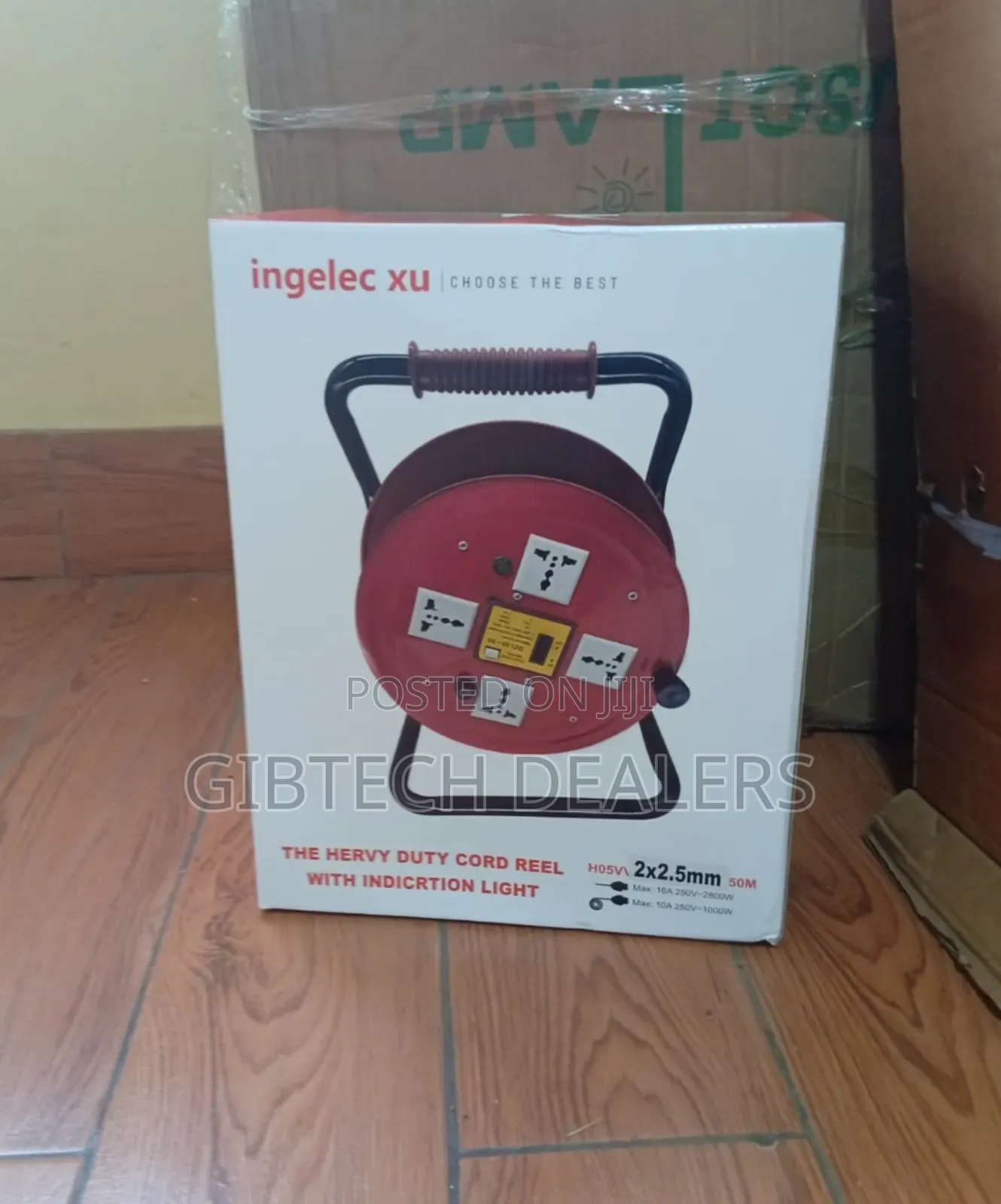 50m Extension Power Cable Reel With 4 Socket and Fuse Protection 2.5mm