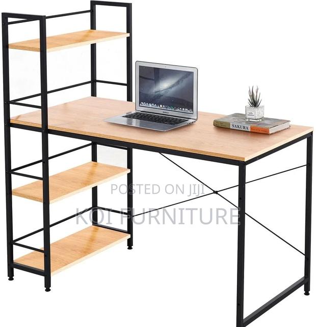 Office Desk; Modern Console Home Office Computer Desk With Shelves - thumbnail 3