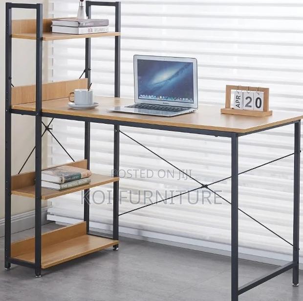 Office Desk; Modern Console Home Office Computer Desk With Shelves - thumbnail 4