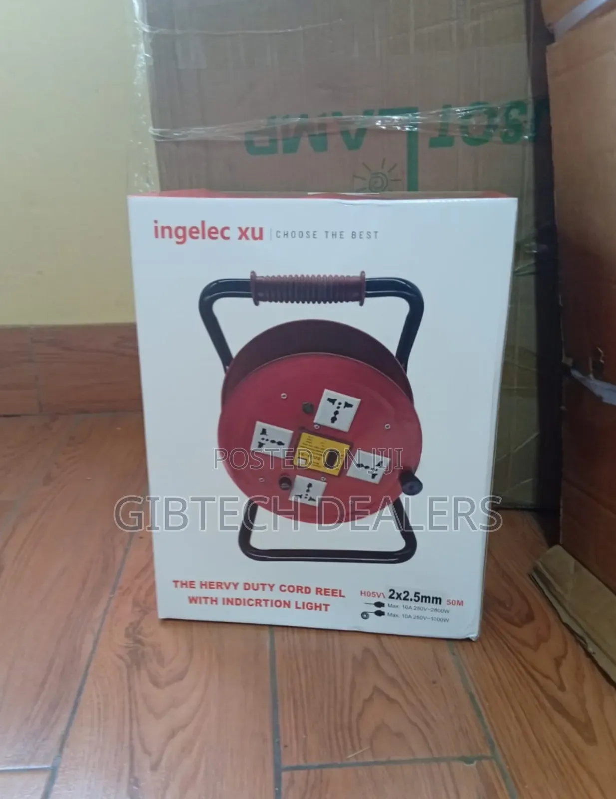 50m Extension Power Extention Cable Reel With 4 Sockets 2.5mm