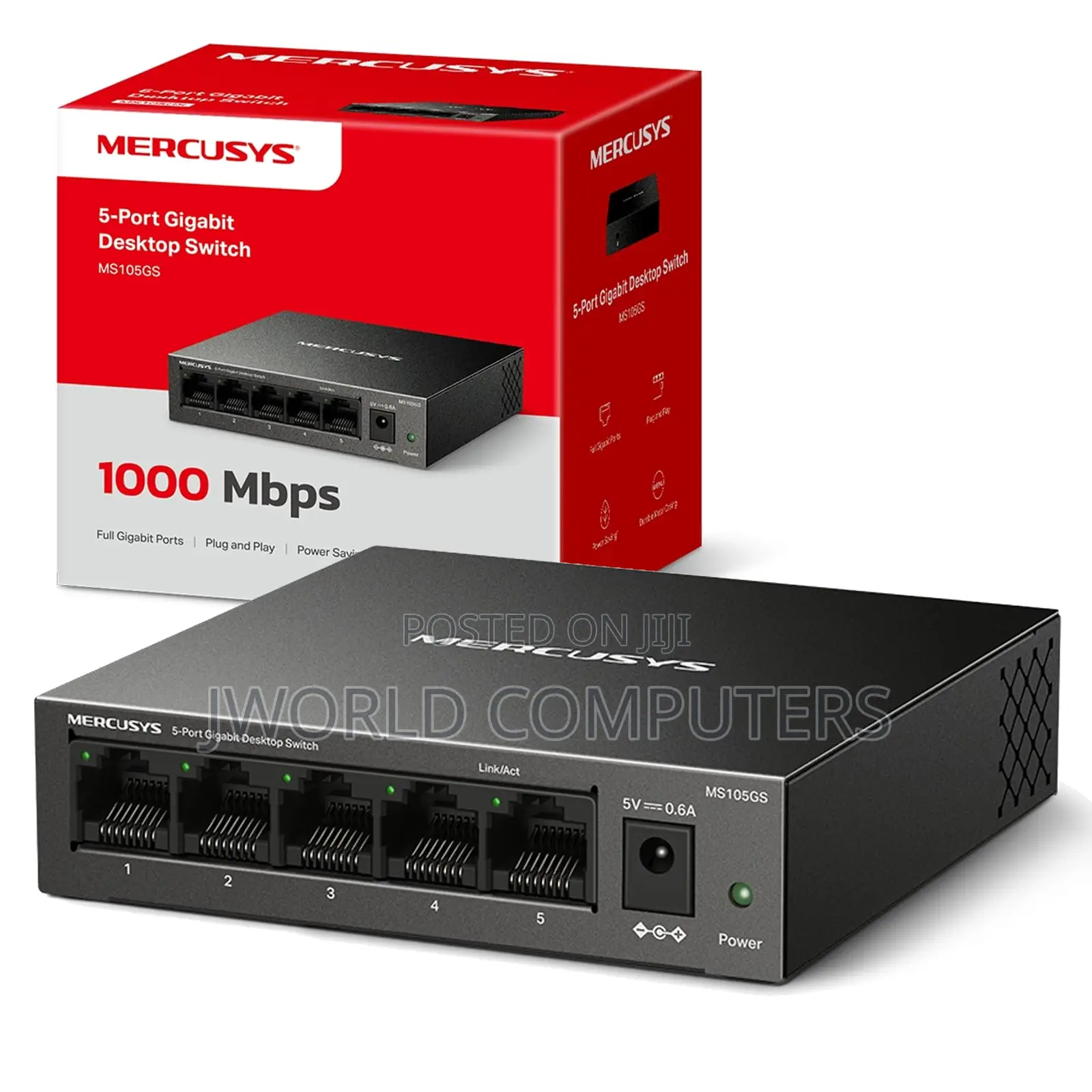 Mercusys Ms105gp | 5-Port Gigabit Desktop Switch With 4-Port Poe+