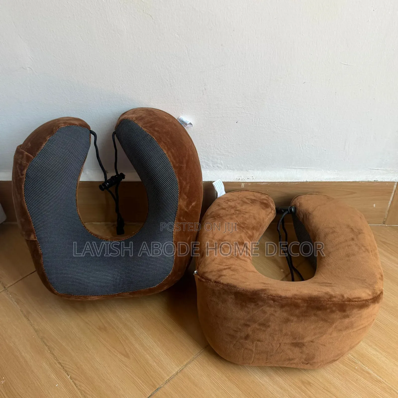Ergonomic Neck Pillow Memory Foam Travel Compressable Brown Color